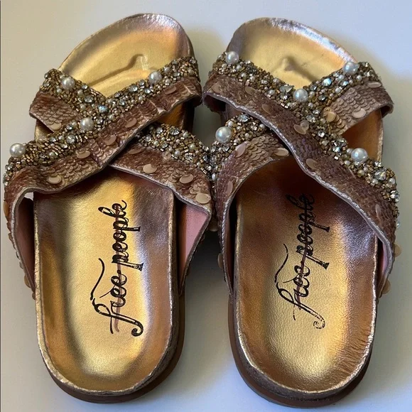 Free People Beaded Sandals - Pink and Gold - Picture 5 of 8